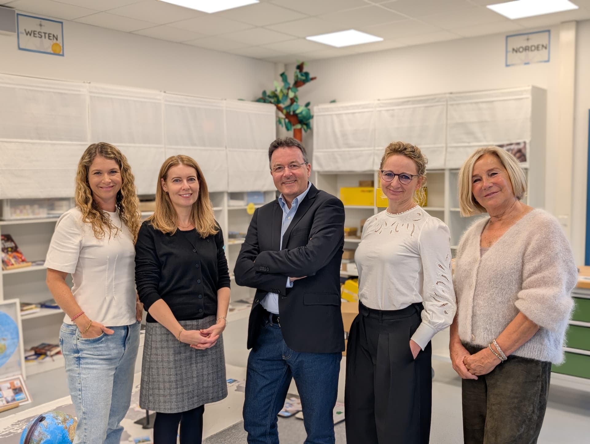 Die Bereichsverantwortlichen des BONNEUM in der Lernwerkstatt, von links: Malin, Dagmar, Andreas, Simone, Petra